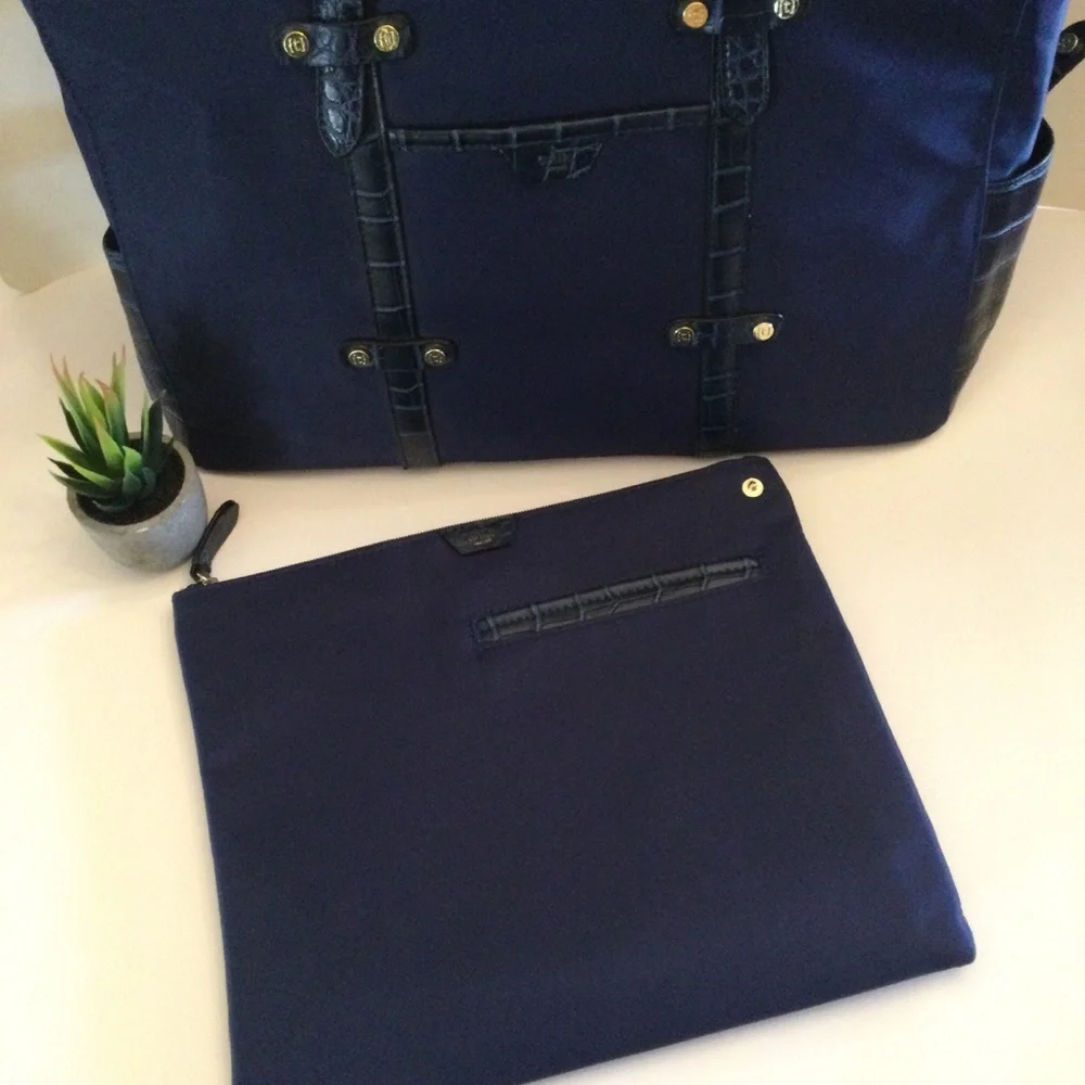 Tutilo New York Navy Blue Briefcase Tote Laptop Bag With IPad Seperate Bag Nice